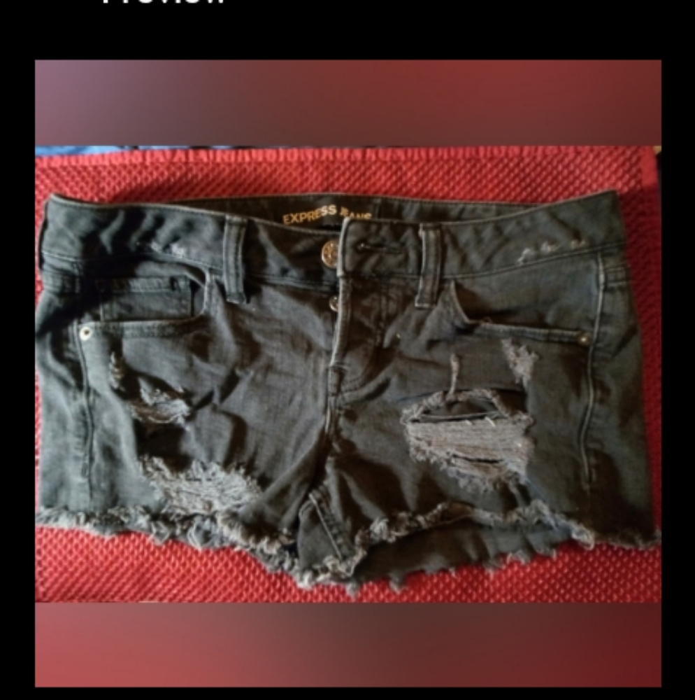 Express Black Denim Shorts Size